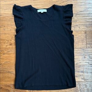 LOFT Elegant Black Flutter Sleeve Blouse